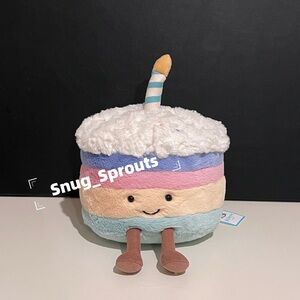 NWT Authentic❗️Jellycat Amuseables Rainbow Birthday Cake MEDIUM w/ Dust Bag!